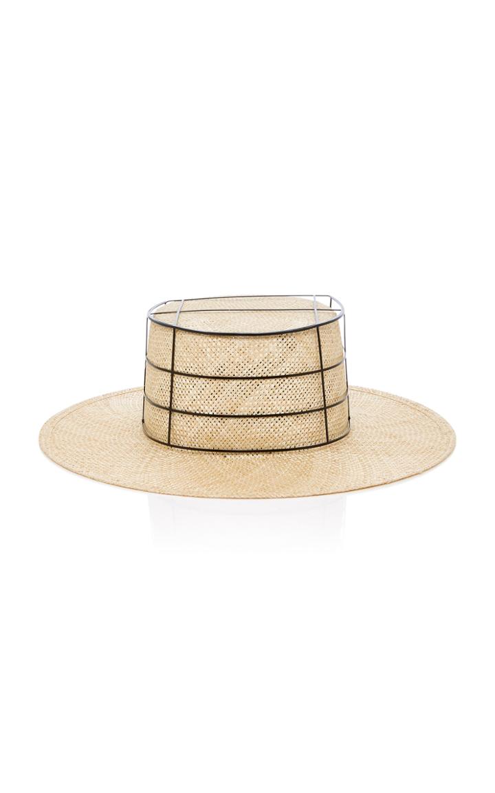 Janessa Leone Caged Straw Boater Hat
