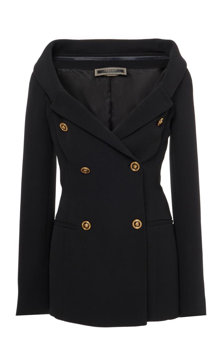 Versace Double Breasted Silk Cady Jacket
