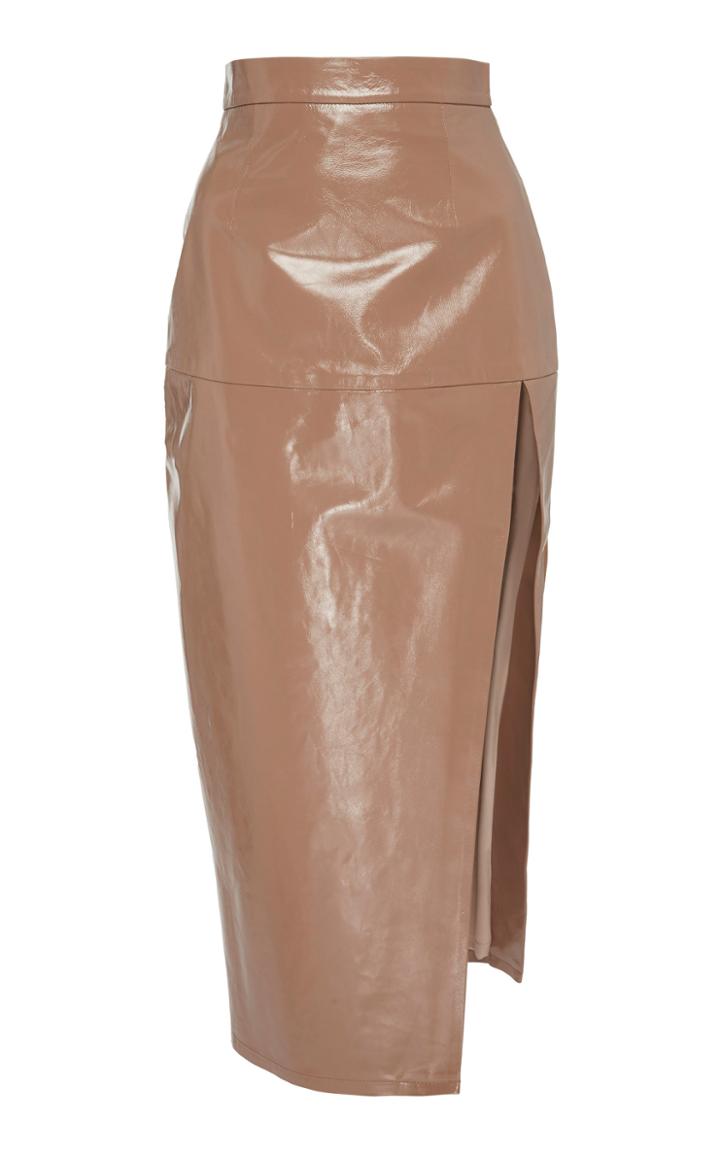 Zeynep Aray Leather Midi Skirt Size: 2
