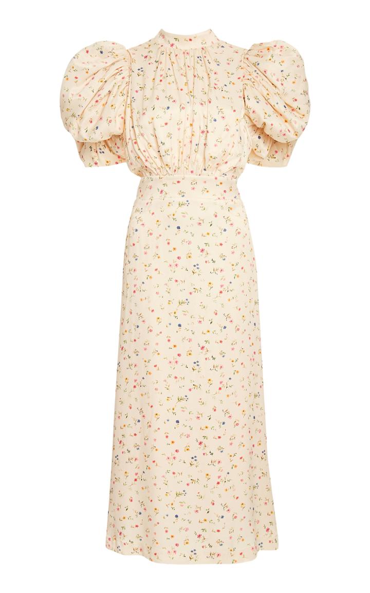 Rotate Dawn Floral Puff-sleeve Midi Dress