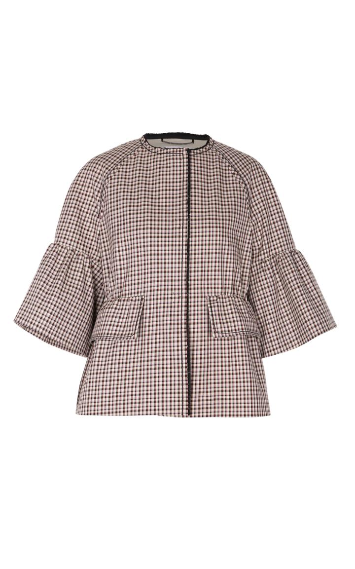 Dorothee Schumacher Joyous Check Ruffle Peplum Jacket