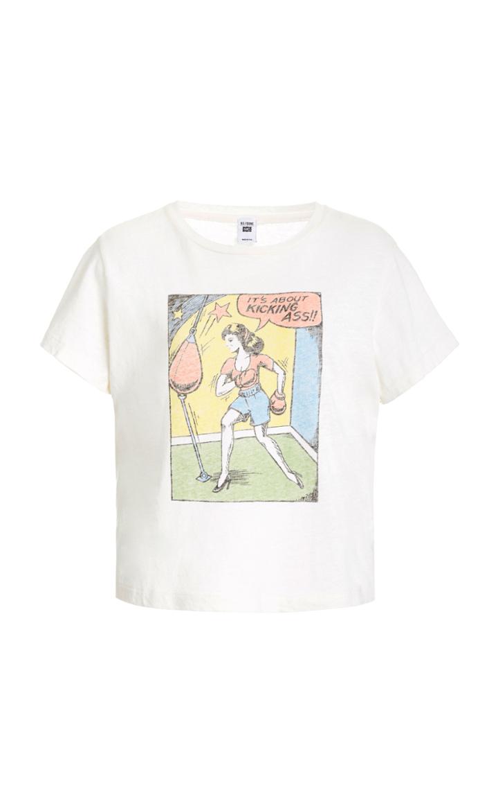 Re/done Kick Ass Cotton Cropped T-shirt