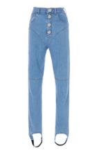 Alessandra Rich Crystal Button High-waisted Stirrup Jeans