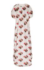 Adam Lippes Printed Shirred Neck Silk Dress