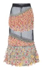 Rahul Mishra Dot To Marigold Floral-appliqud Organza Midi Skirt