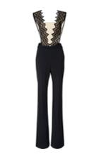 David Koma Zig Zag Macram Straps Jumpsuit