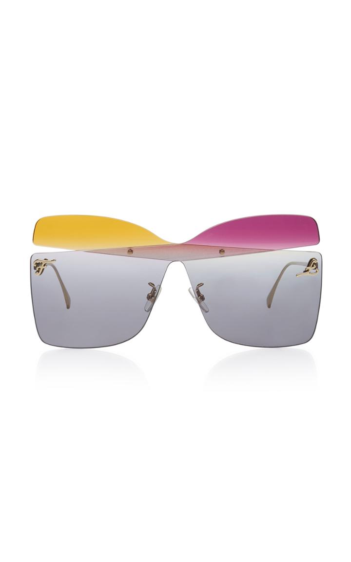 Fendi Rimless Square-frame Metal Sunglasses