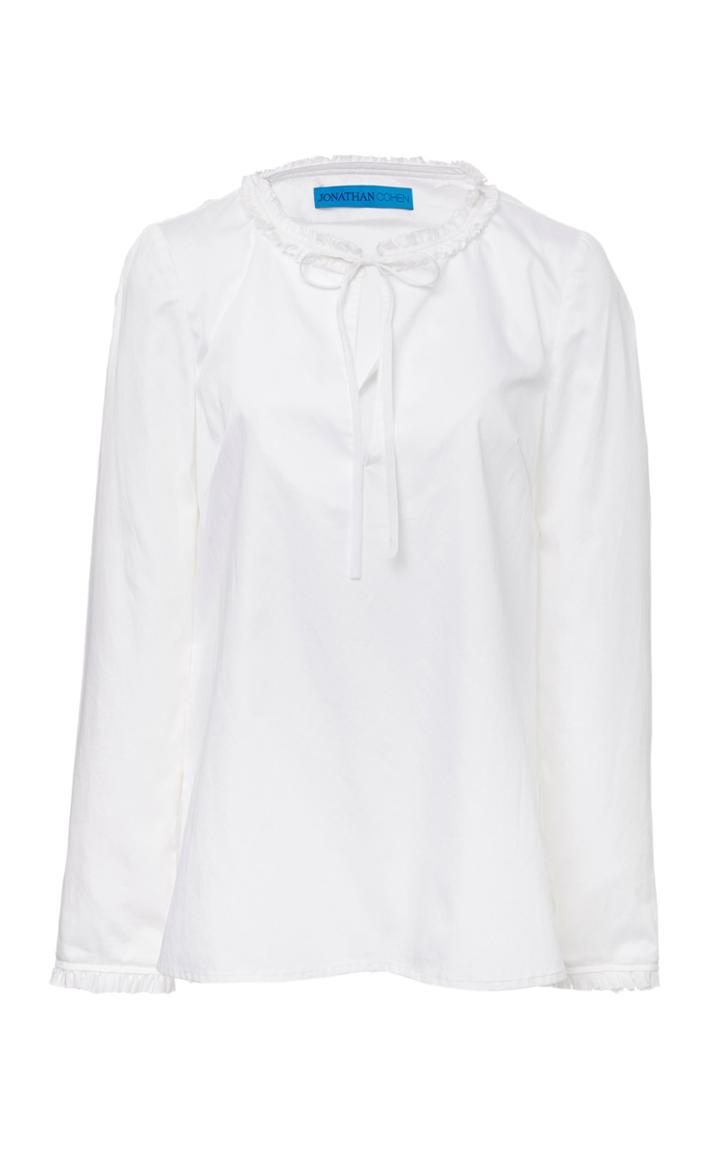 Jonathan Cohen Long Sleeve Tie Neck Top