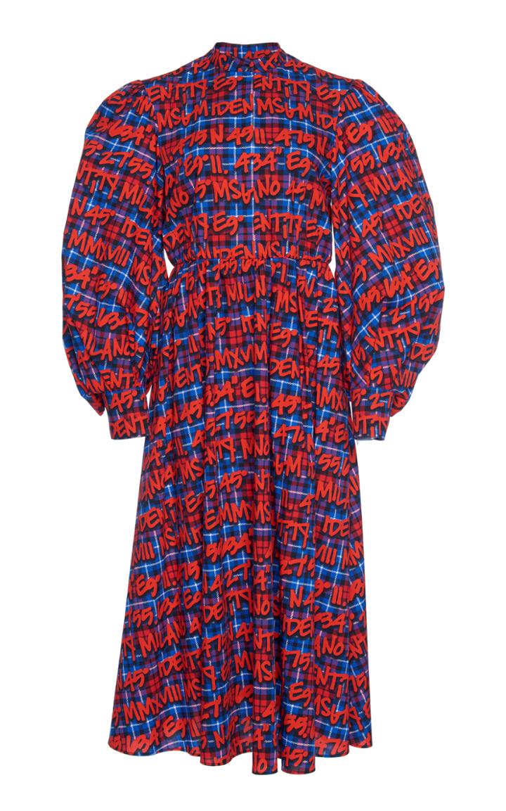 Msgm Graffiti Plaid Dress