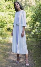 Moda Operandi Luisa Beccaria Floral Appliqued Pleated Crepe Midi Dress