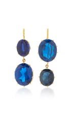 Renee Lewis Antique Synthetic Spinel Natural Blue Sapphire Synthetic Sapphire Earrings