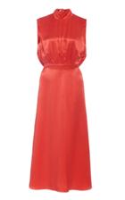 Saloni Fleur Silk-satin Midi Dress