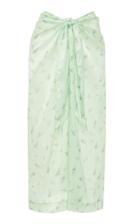 Ganni Silk Stretch Satin Floral Midi Skirt