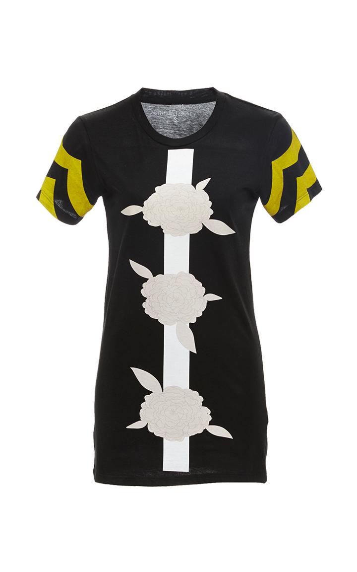 Cynthia Rowley Black Printed Floral Tee