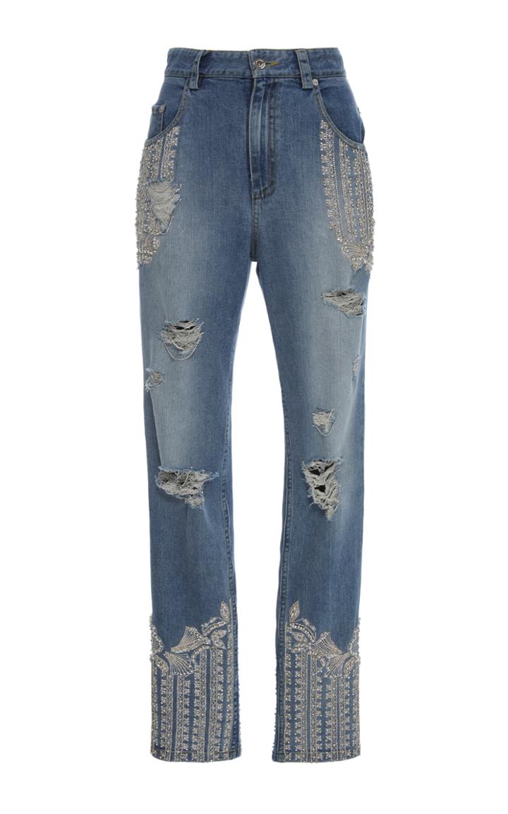 Jonathan Simkhai Denim Diamante Stove Pipe Jean