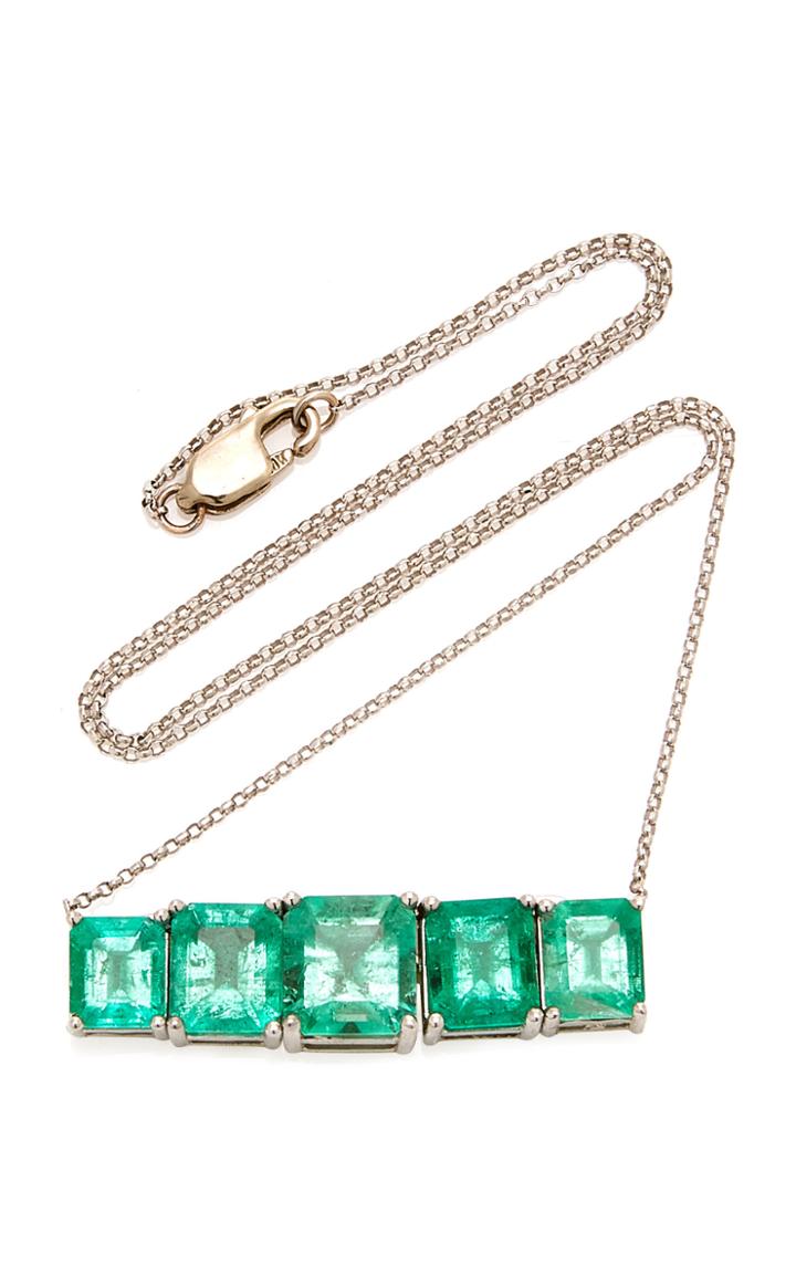 Maria Jose Jewelry 18k White Gold And Emerald Necklace