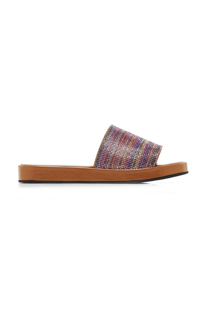 Moda Operandi By Far Shoshana Embellished Leather Slides Size: 37