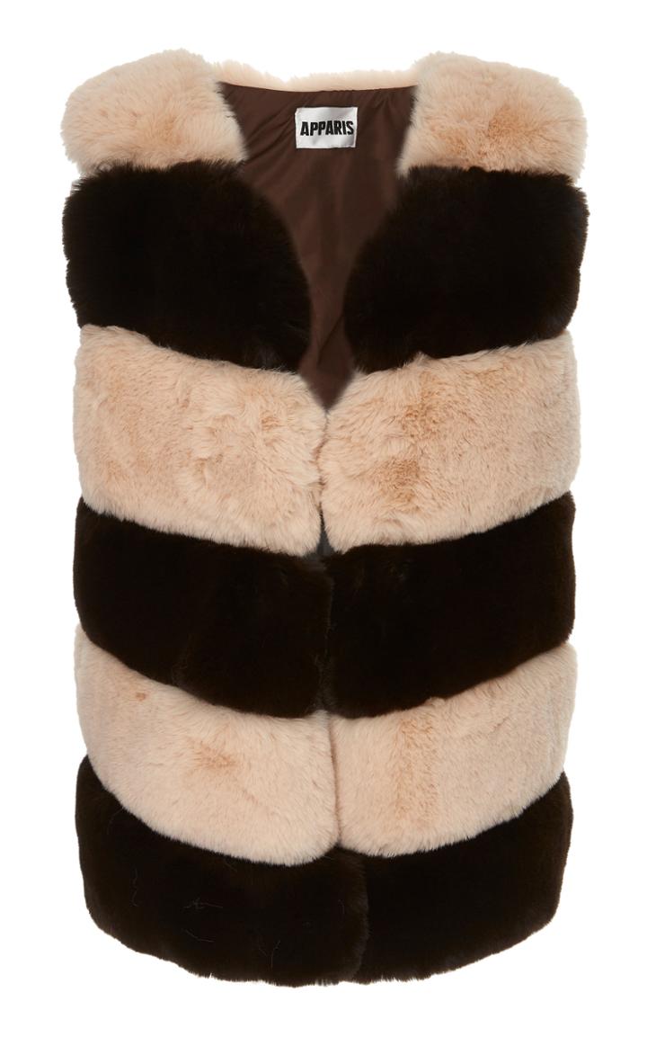 Apparis Ritana Striped Faux Fur Vest