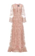 Monique Lhuillier V-neck Embroidered Gown
