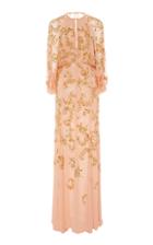 J. Mendel Embroidered Silk Chiffon Crinkle Gown