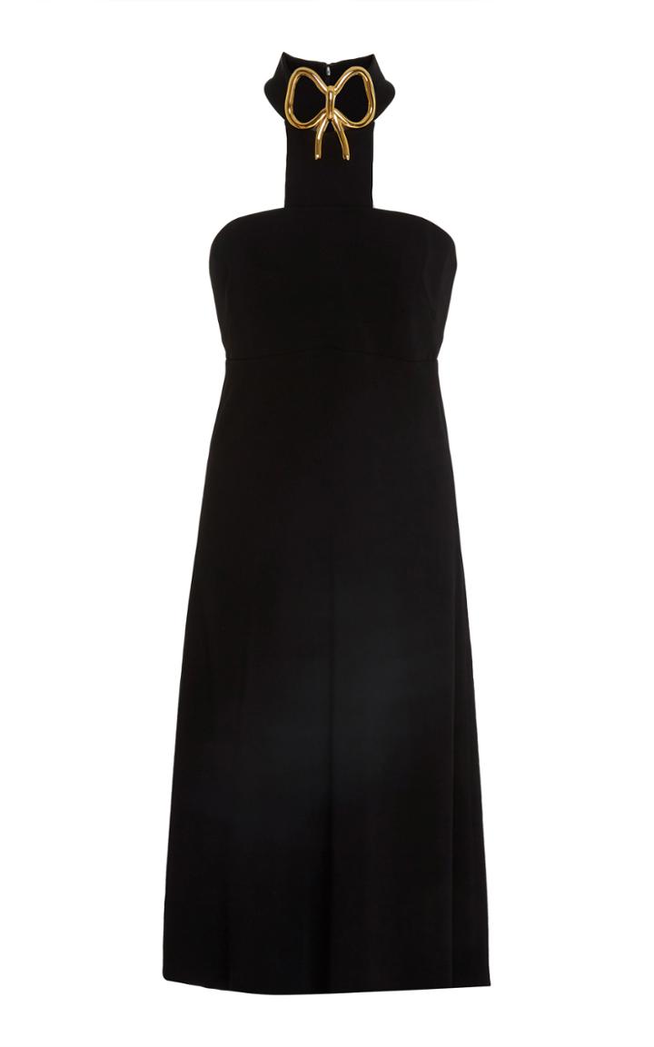 Elizabeth Kennedy Bow Neck Tea Length Dress