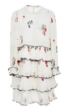 Ganni Lowell Pleated Floral-print Crepe Mini Dress