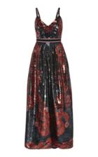 Elie Saab Printed Paillette Strapped Gown