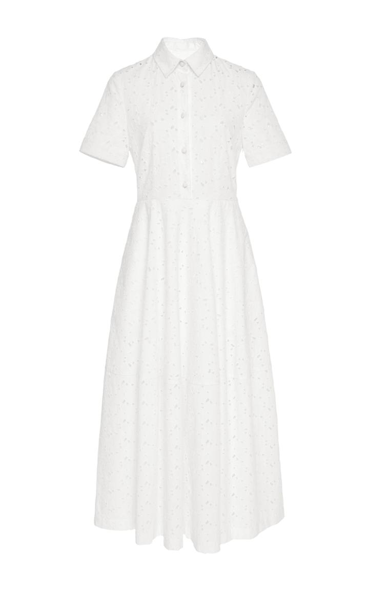 Co Poplin Flower Cutout Shirt Dress