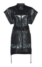 Dundas Sequin Embellished Leather Mini Dress With Belt
