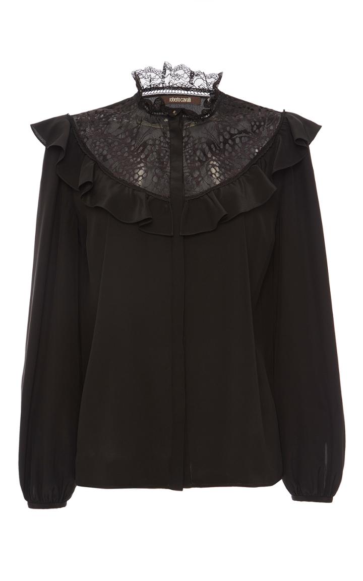 Roberto Cavalli Ruffled Victorian Top