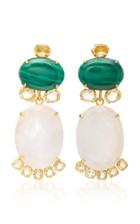 Bounkit Malachite Moonstone And Lemon Quartz 14k Gold-plated Brass Drop Earrings