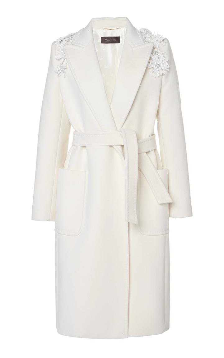 Max Mara Tempra Floral-embellished Wool-cashmere Coat