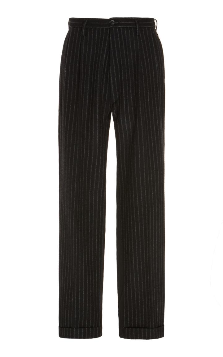 Maison Margiela Pinstriped Straight-leg Woven Pants Size: 46
