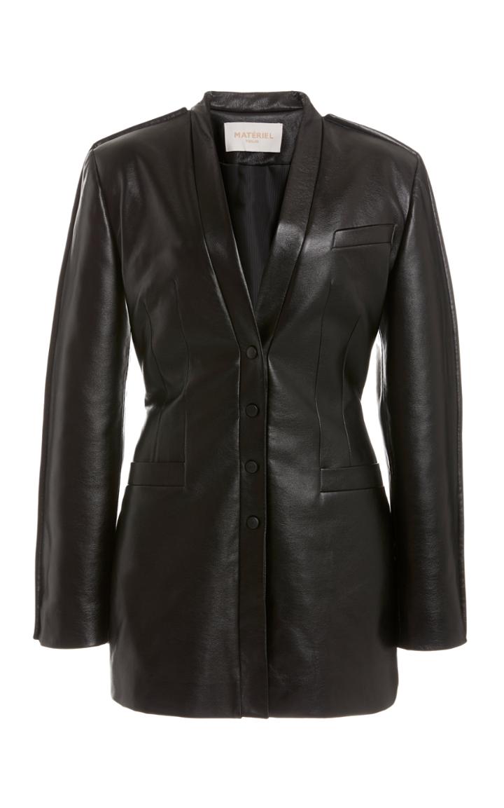Moda Operandi Matriel Faux Leather Button-front Midi Dress