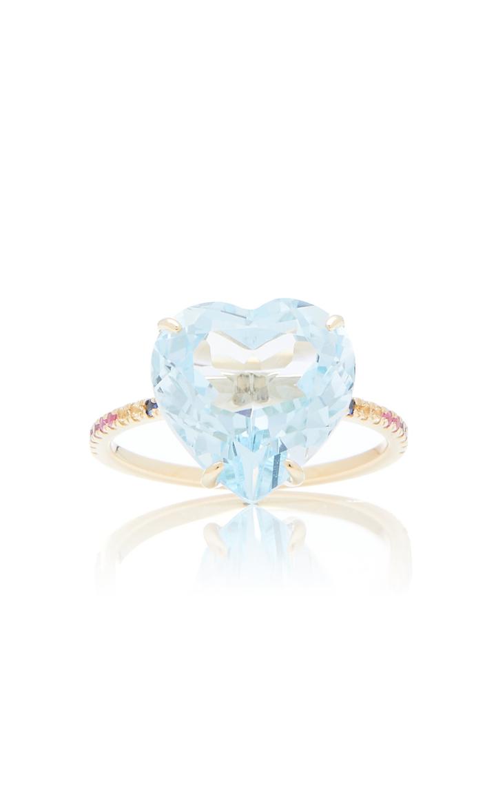 The Last Line 14k Yellow Gold Blue Topaz And Multi-stone Ring