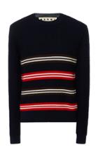 Marni Striped Waffle-knit Wool And Cotton-blend Shirt