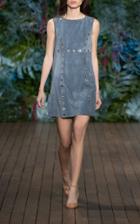 Alberta Ferretti Eyelet-embellished Suede Shift Mini Dress