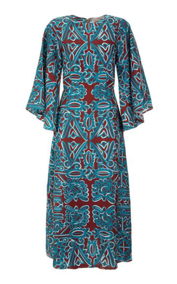 Moda Operandi La Doublej Sorella Draped Sleeve Floral Silk Midi Dress