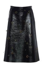 Marni Ring Embellished Leather Midi Skirt