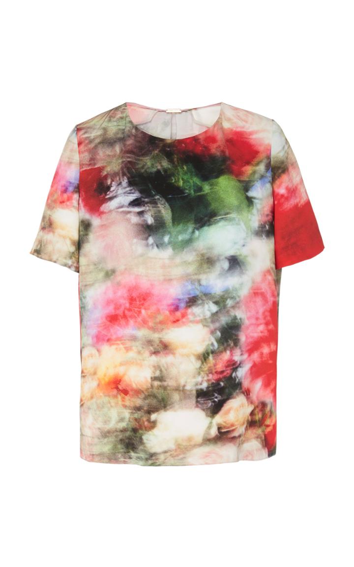 Adam Lippes Printed Satin Crepe T-shirt