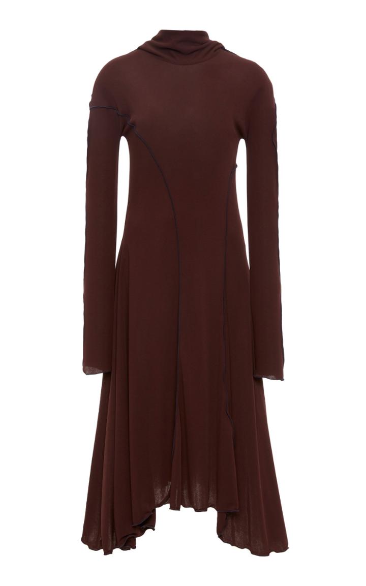 Moda Operandi Jil Sander Asymmetric Pleated Crepe Dress Size: 34