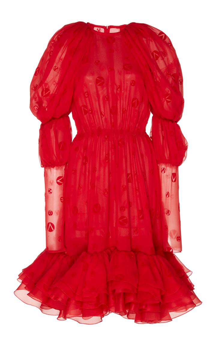 Giambattista Valli Puff Sleeve Logo Dress