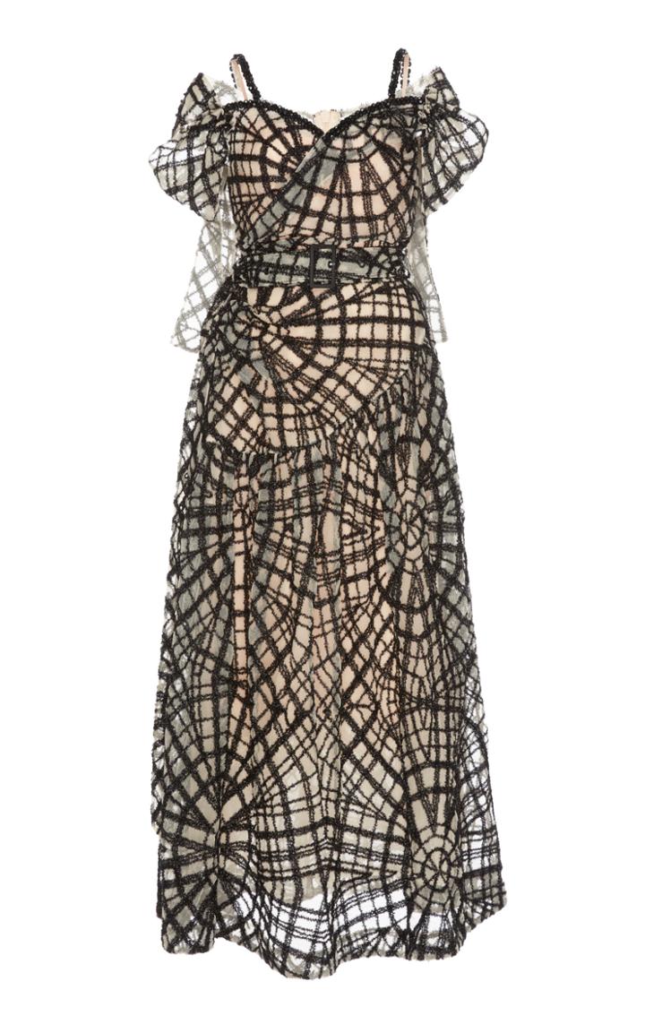 Simone Rocha Spiderweb Embellished Chenille And Tulle Dress