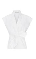 Moda Operandi Safiyaa Flori Draped Front Bow Blouse