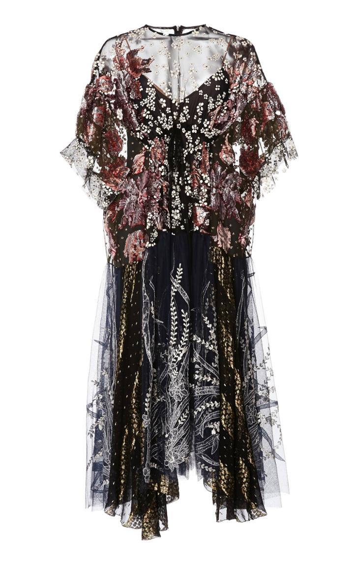 Biyan Aradela Asymmetric Silk Blend Midi Dress