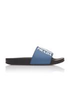 Prada Branded Blue Logo Pool Slides