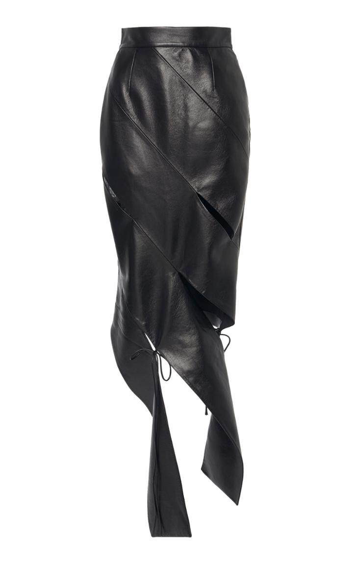 Matriel Slashed Faux Leather Skirt