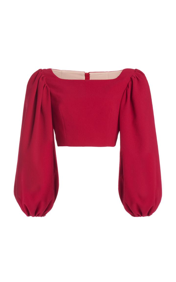 Moda Operandi Emilia Wickstead Veline Balloon-sleeve Stretch-crepe Crop Top