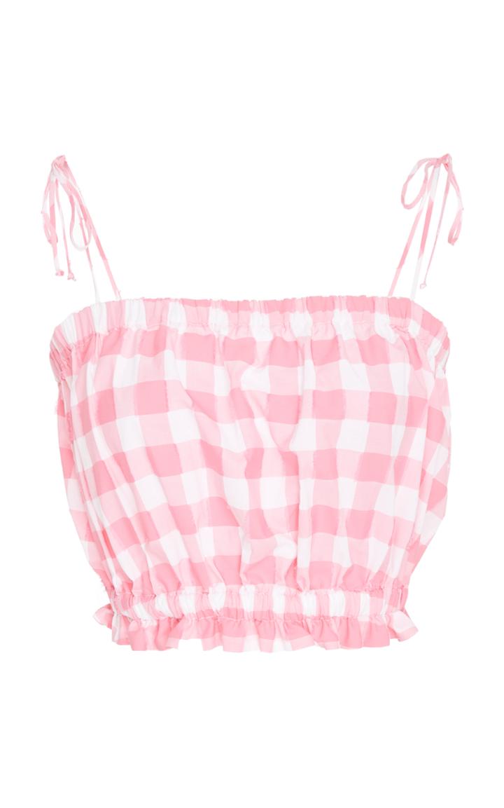 Mds Stripes Cropped Plaid Cami