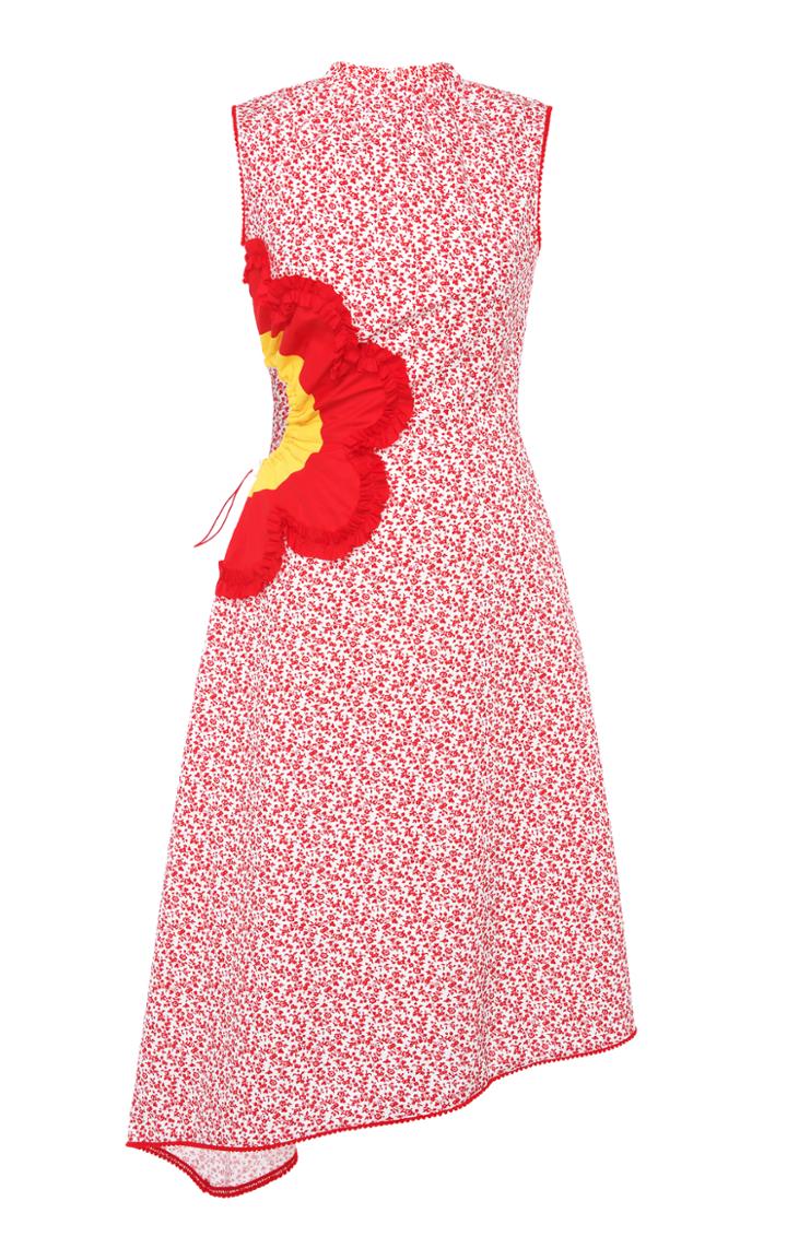 Marianna Senchina Asymmetric Flower Cut Out Dress